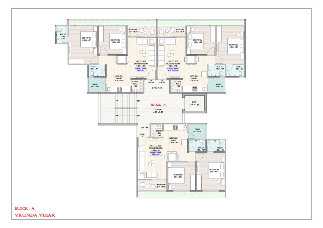  vrunda vihar Block A Cluster Plan from 1st to 5th Floor