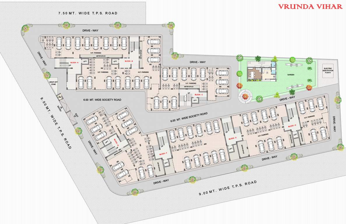  vrunda vihar Block A To G Cluster Plan for ground Floor