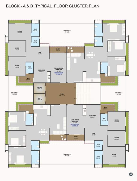  the sahajanand green Block A And B  Cluster Plan from 1st to 13th Floor