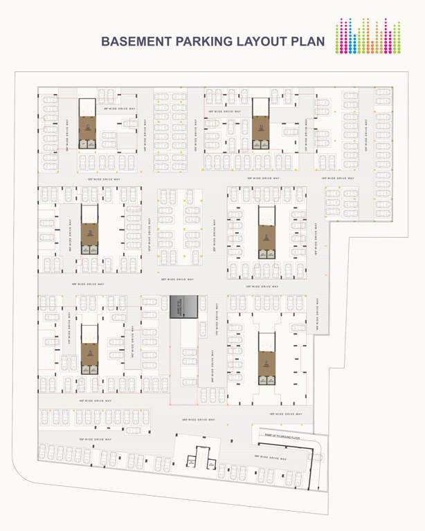  the sahajanand green Block A And F Cluster Plan for Basement Floor