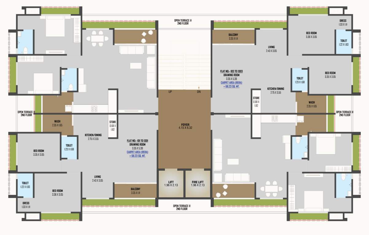  the sahajanand green Block C Cluster Plan for Typical Floor