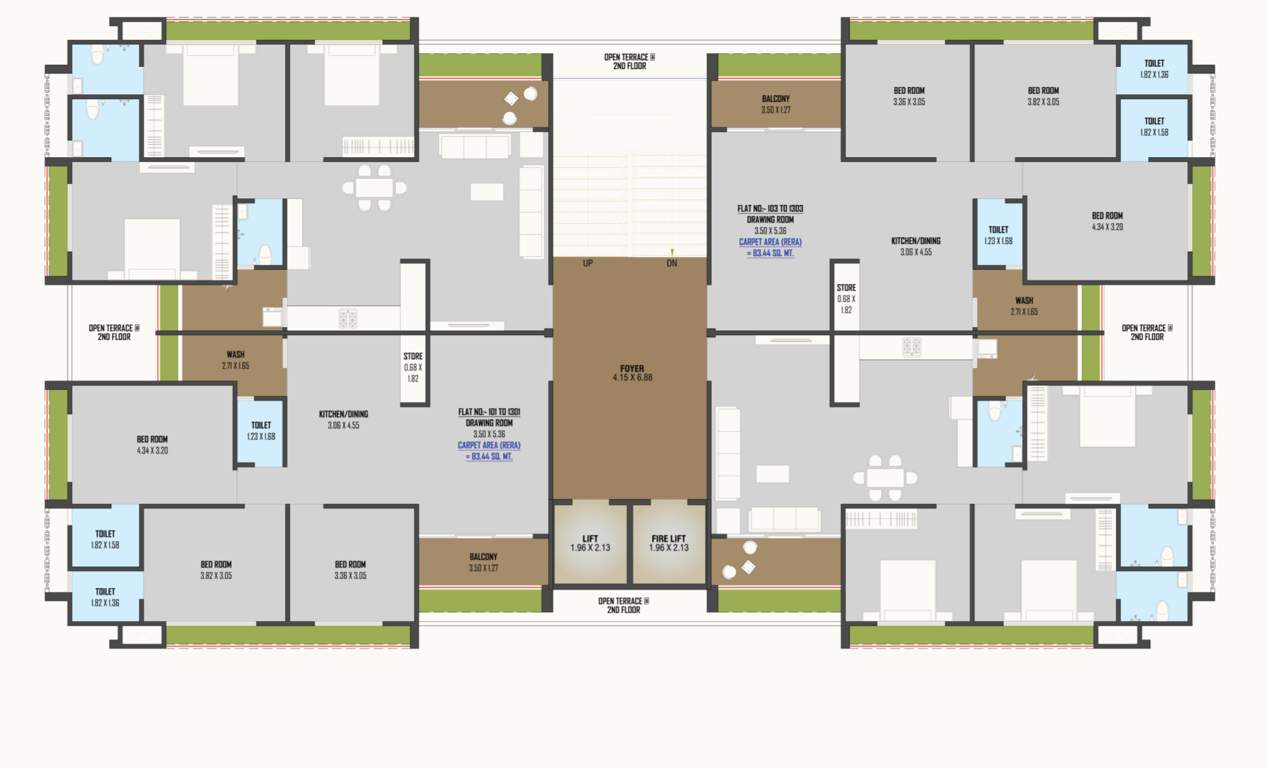  the sahajanand green Block D Cluster Plan for Typical Floor