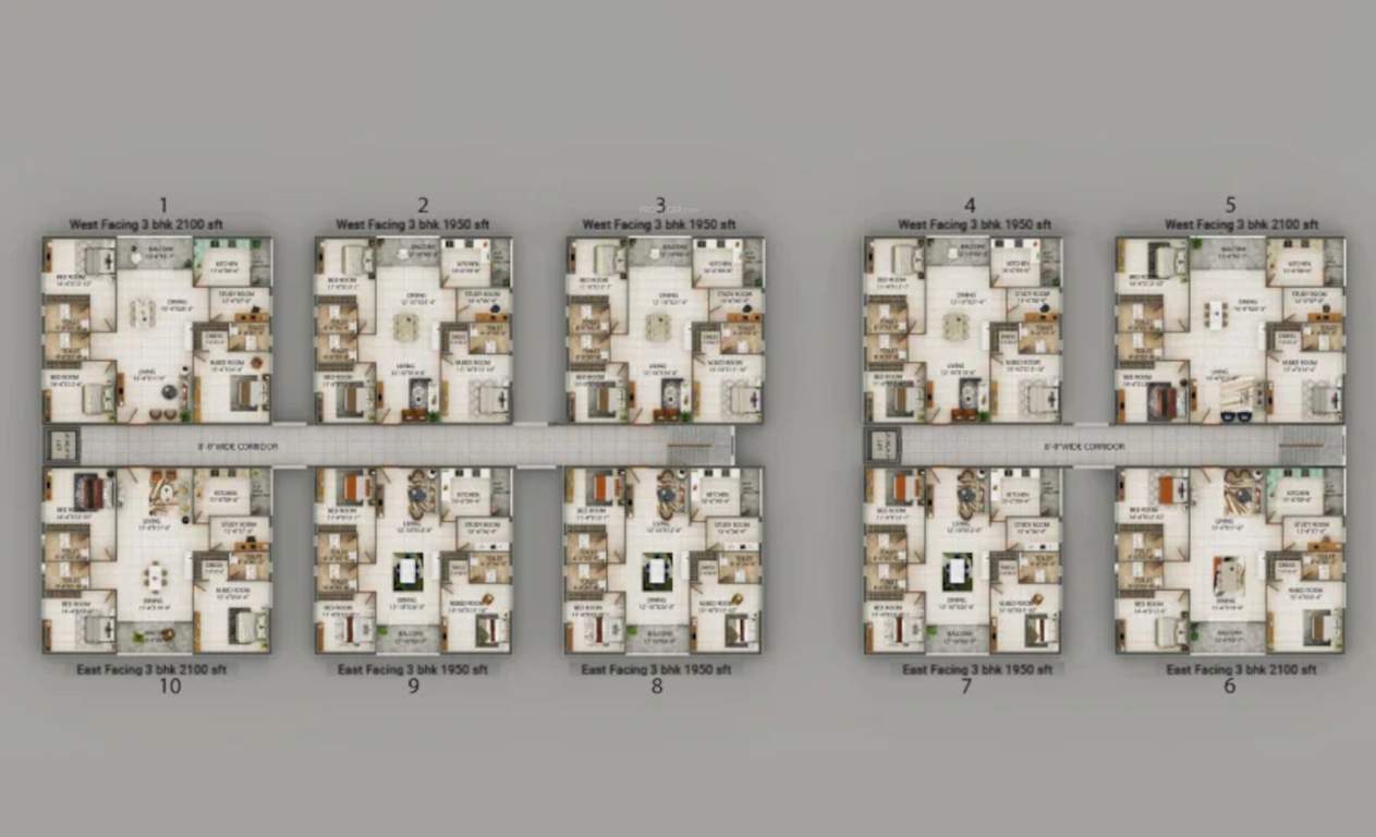  legalas doyen ascent flamingo c block Block A & B Typical Floor Cluster Plan