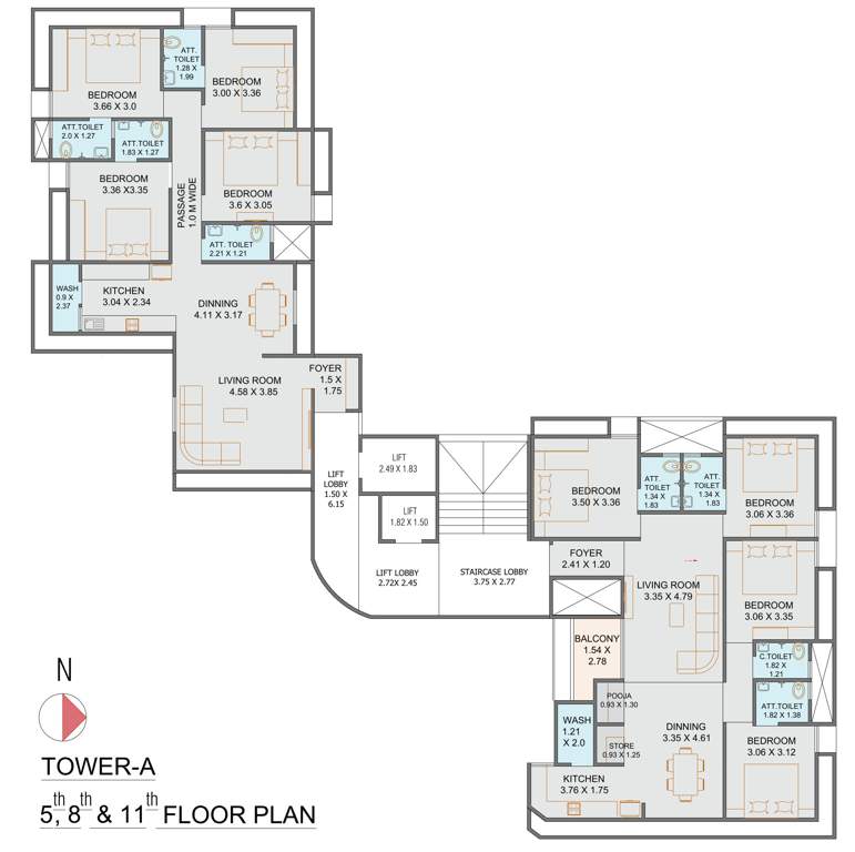 rudraksh nex Tower A Cluster Plan For 5th, 8th And 11th Floor
