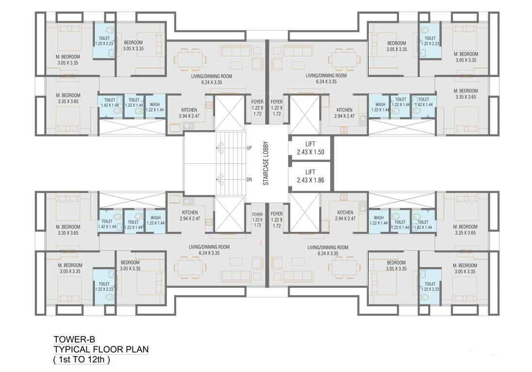  rudraksh nex Tower B Cluster Plan From 1st To 12th Floor
