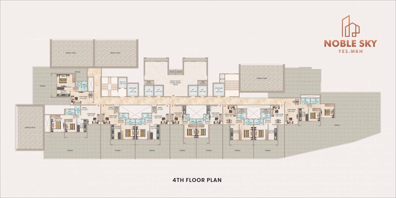  noble sky Building No 1 Cluster Plan for 4th Floor