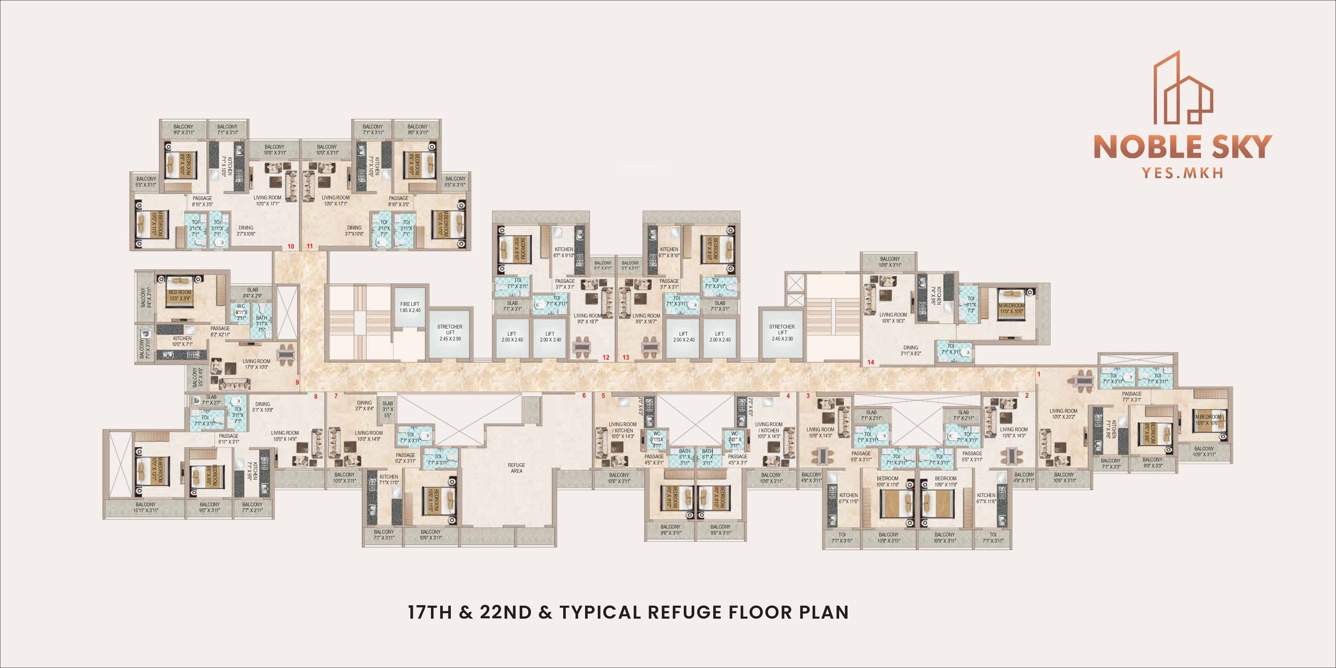  noble sky Building No 1 Cluster Plan from 17th to 22th Floor