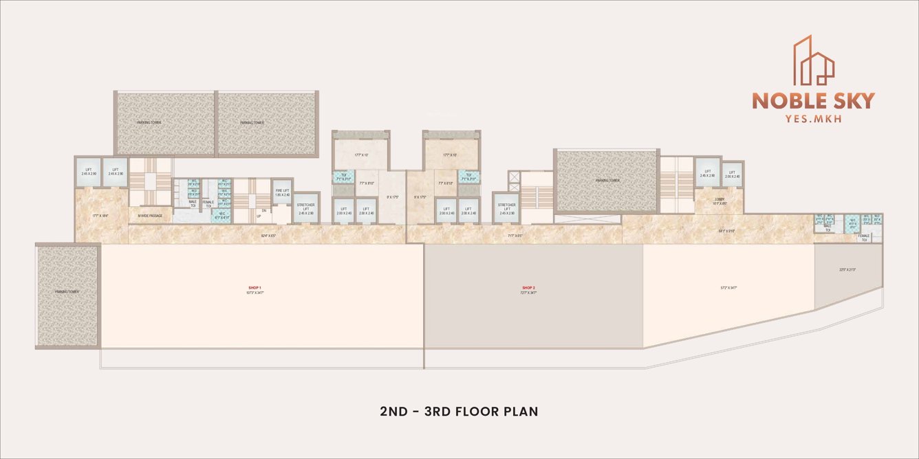  noble sky Building No 1 Cluster Plan from 2nd to 3rd Floor