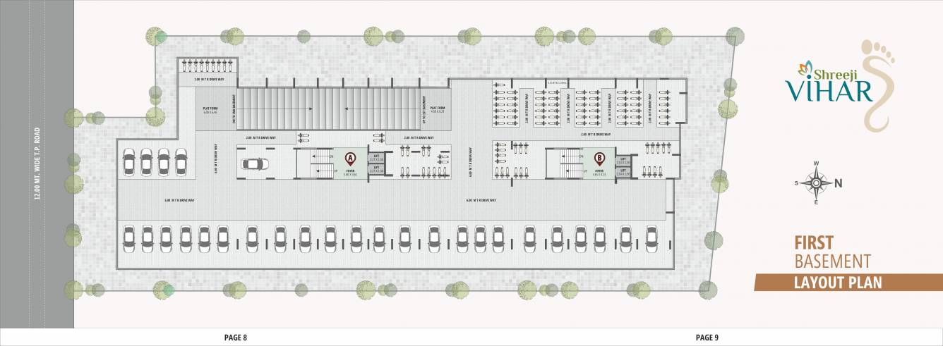  shreeji vihar Block A And B Cluster Plan for  Basement 1