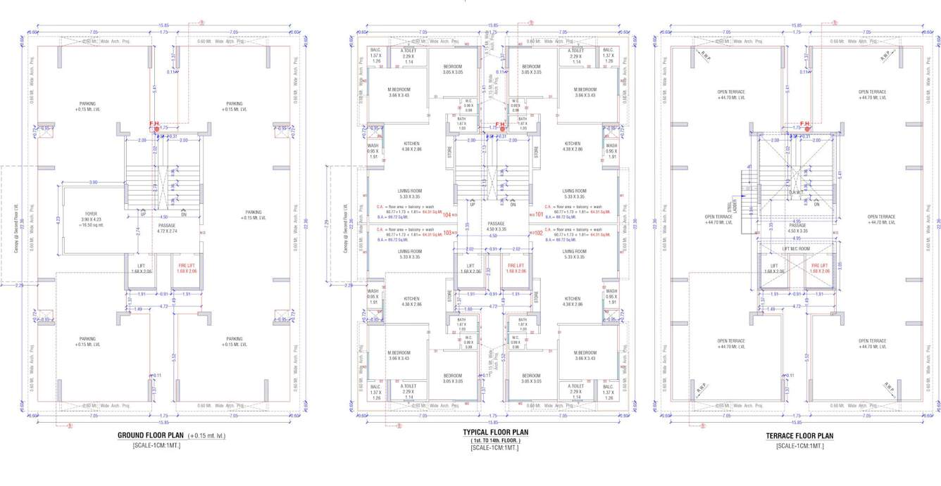 sun Block A,B,C,D,F&G Cluster Plan from 1st to 14th Floor
