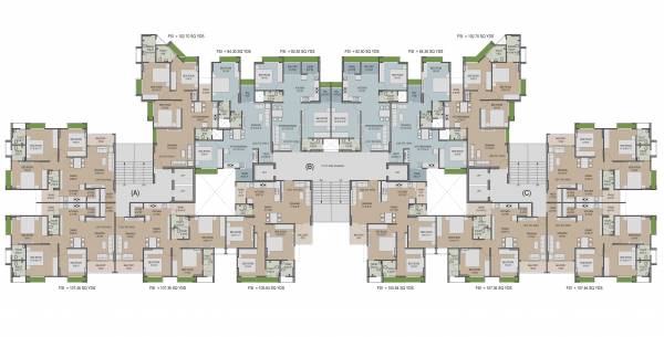  kalav-140 Block A,B And C Cluster Plan For Typical Floor Plan