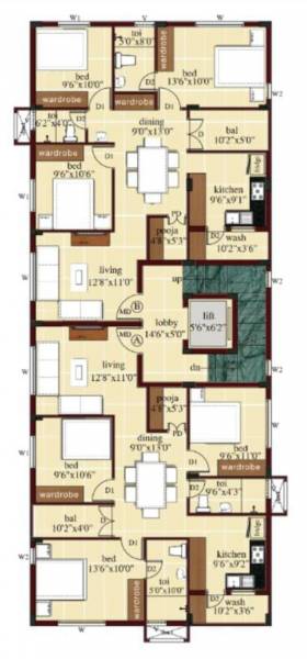  venuka Venuka Cluster Plan For Typical Floor Plan