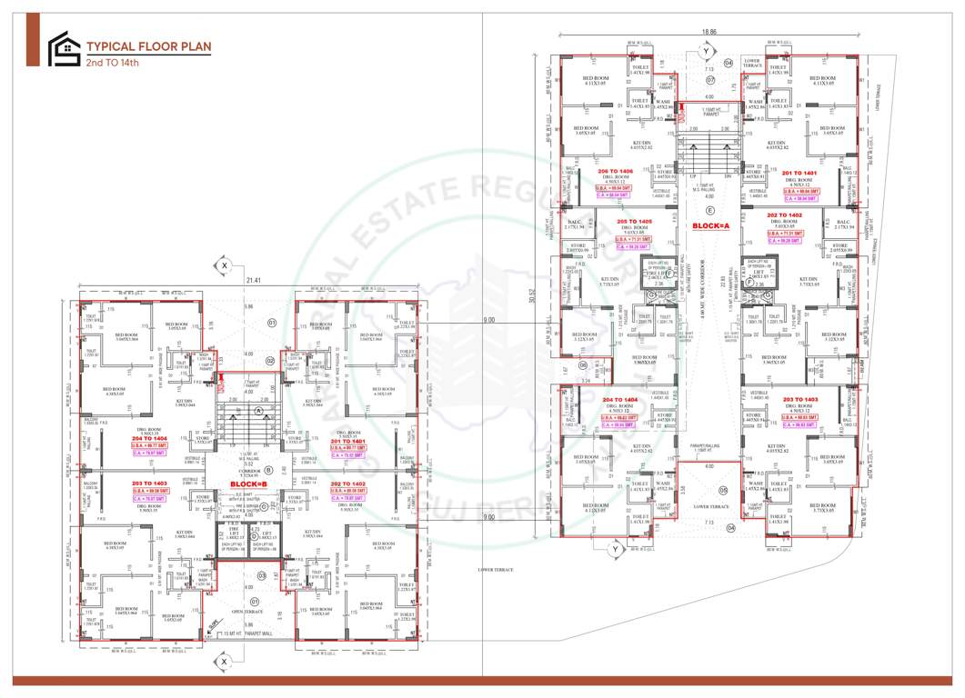  empire Block A And B Cluster Plan from 2nd to 14th Floor