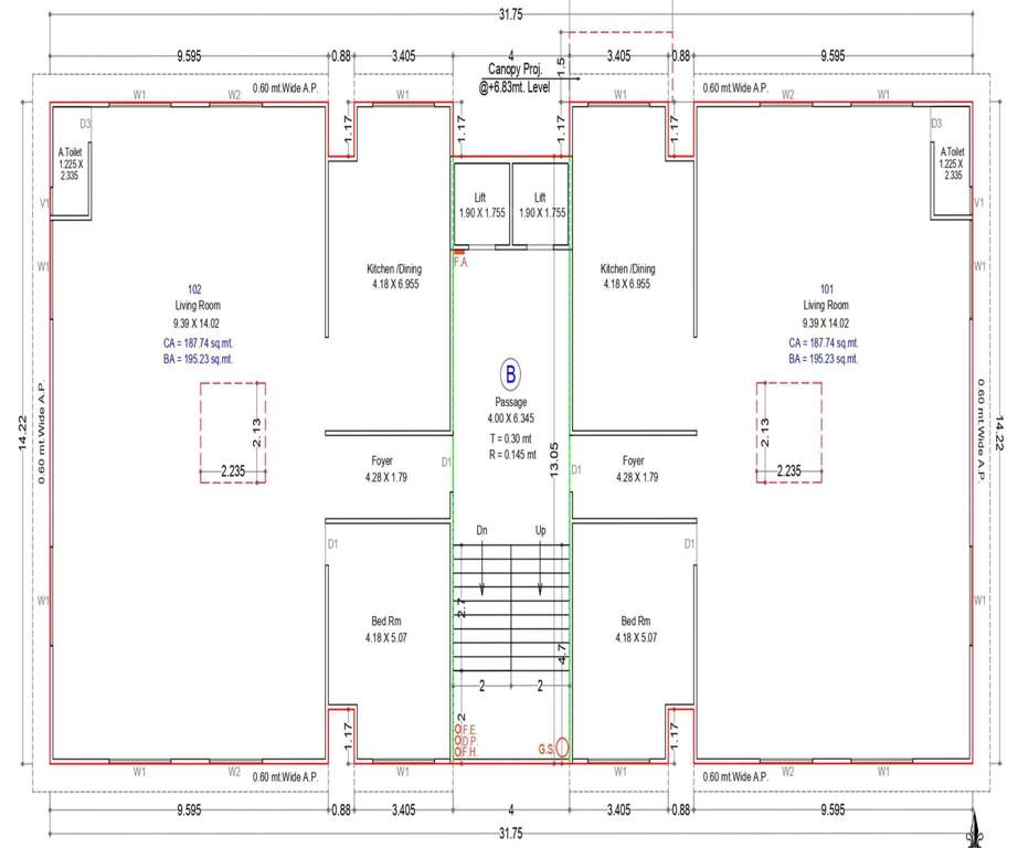 vardhman residency and jain aradhna bhawan Building B Cluster Plan For 1st Floor