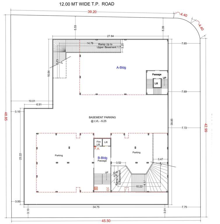 vardhman residency and jain aradhna bhawan Building B Cluster Plan For Lower Basement