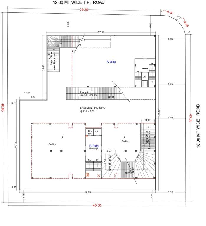 vardhman residency and jain aradhna bhawan Building B Cluster Plan For Upper Basement