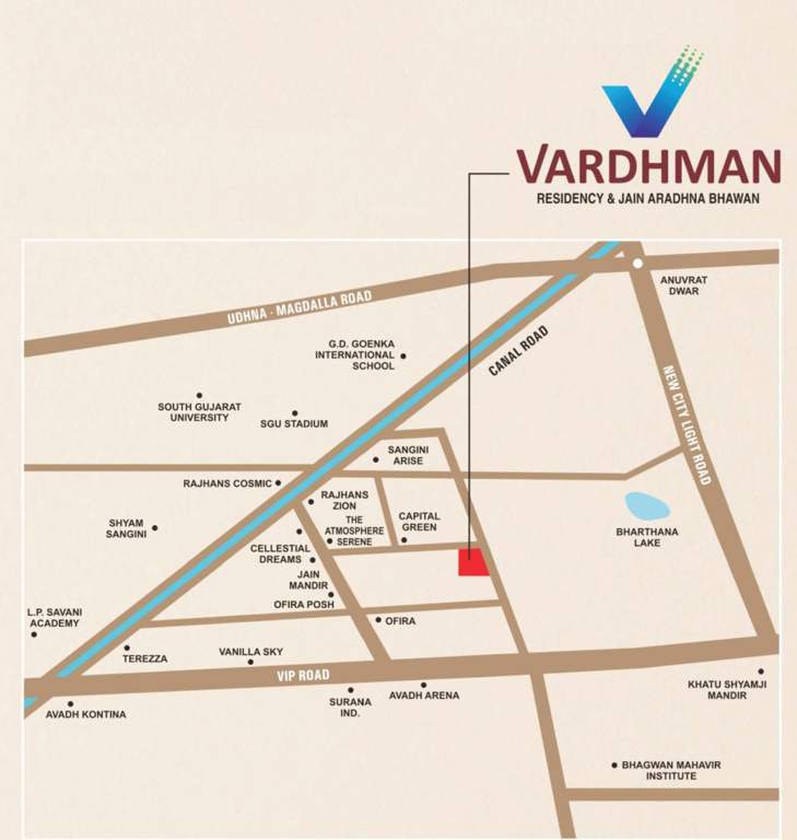 vardhman residency and jain aradhna bhawan Location Plan