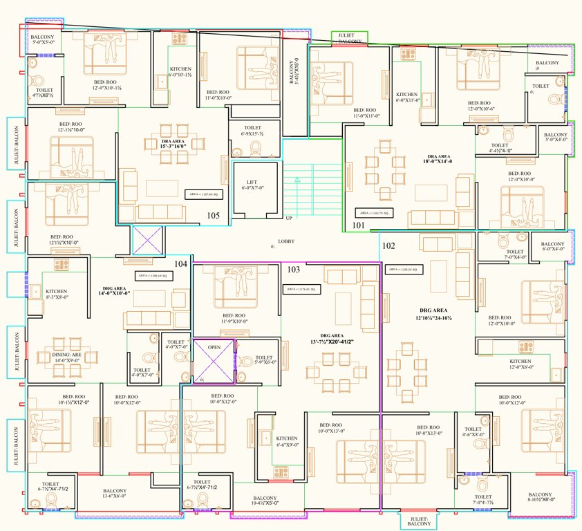 crown Crown Cluster Plan For Typical Floor Plan