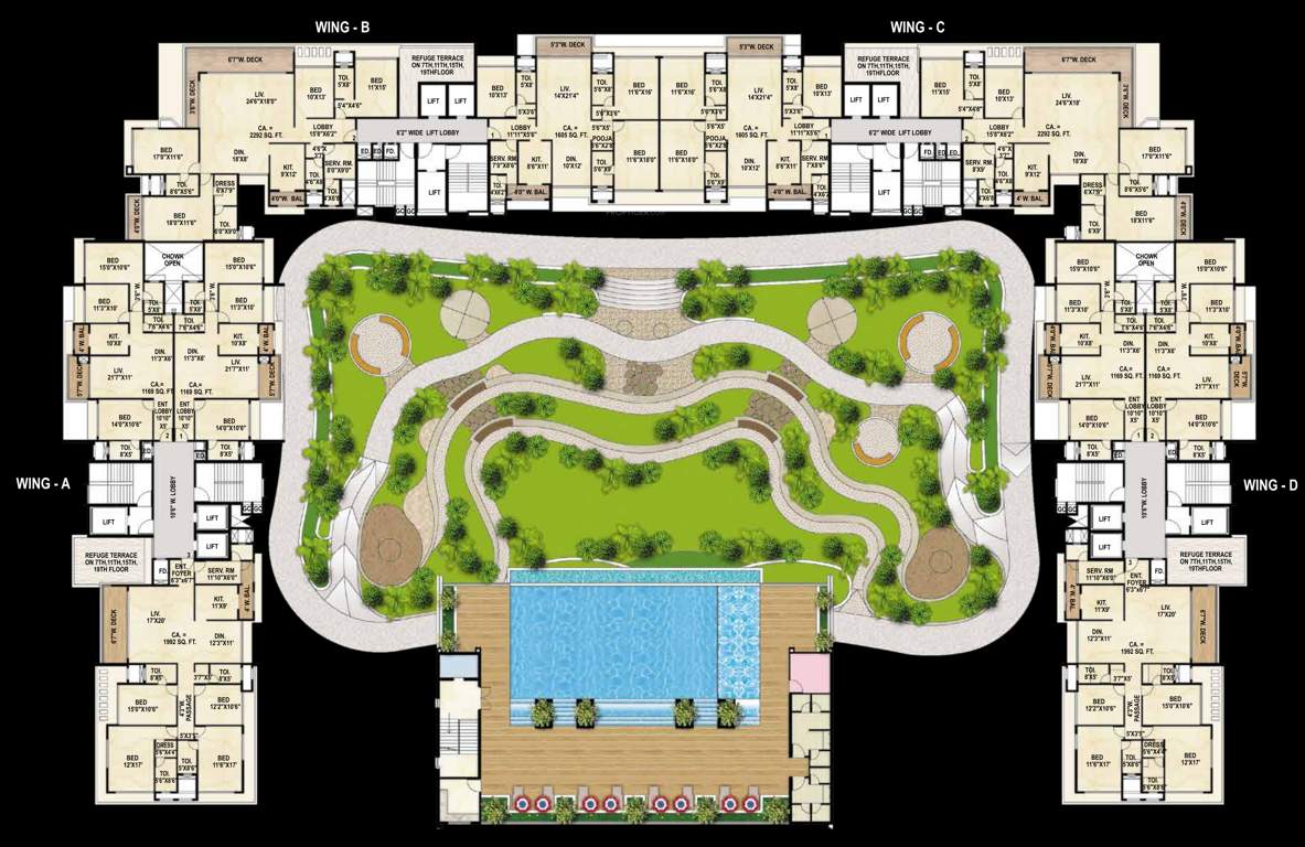  wisteria Wisteria A,B,C,D Wing Cluster Plan From 3rd To 23th Floor