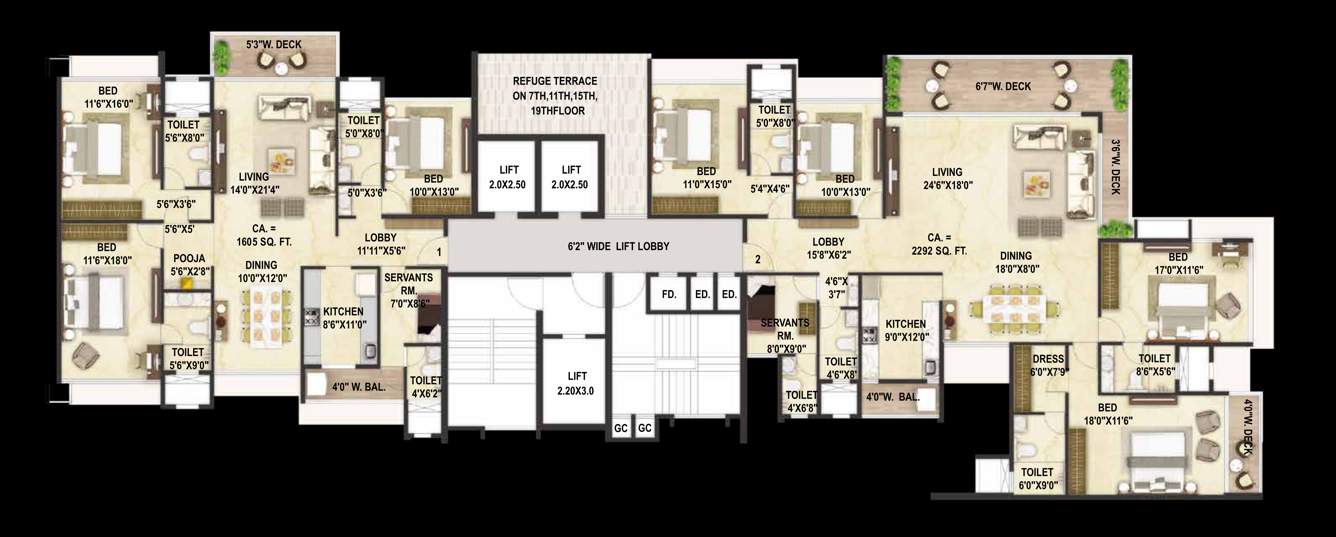  wisteria Wisteria B And C Wing Cluster Plan For Typical Floor Plan