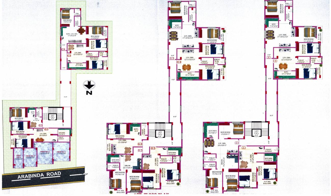  hanuman apartment Hanuman Apartment Cluster Plan For Typical Floor Plan