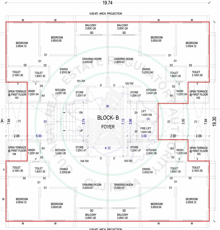  river avenue Block B Cluster Plan From 1st To 7th Floor