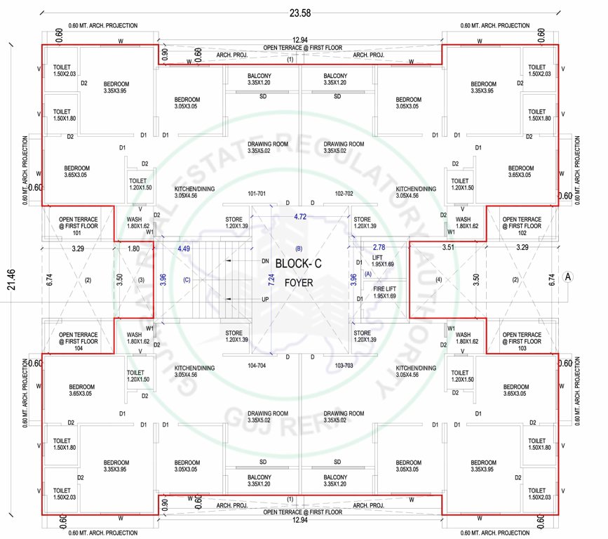  river avenue Block C Cluster Plan From 1st To 6th Floor