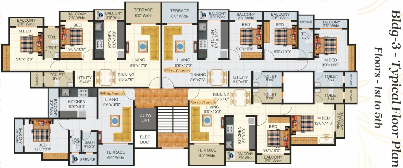  mahal Building 3 Cluster Plan From 1st To 5th Floor