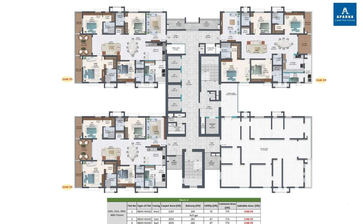  sarovar towers Block A Cluster Plan from 12th to 48th Floor