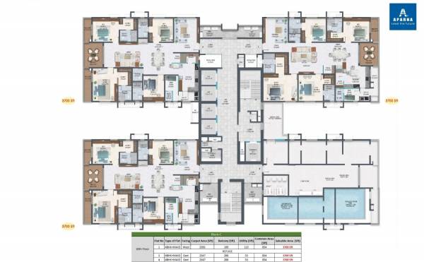  sarovar-towers Block C Cluster Plan for 30th Floor