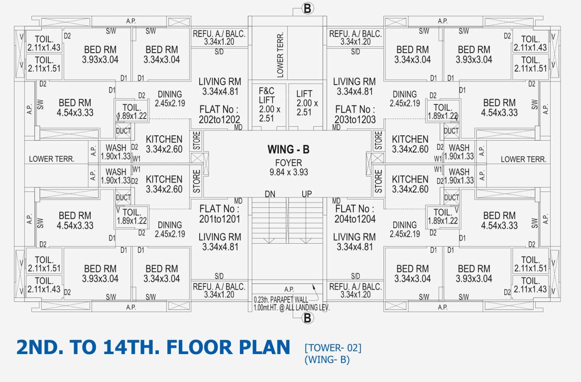 swc skylight Block B Cluster Plan from 2nd to 14th Floor