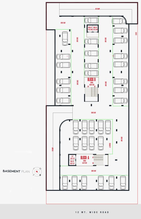  kunj elite Block  A, B Basement Cluster Plan