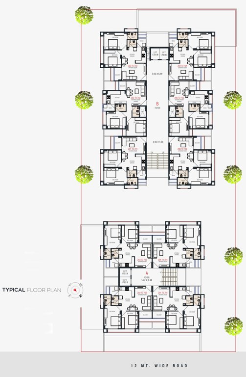  kunj elite Block  A, B Typical Cluster Plan