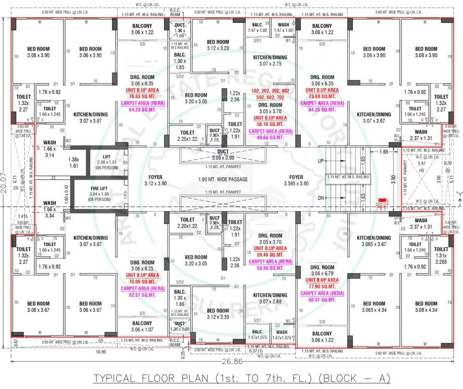  western greens A, B Cluster Plan From 1st To 7th Floor