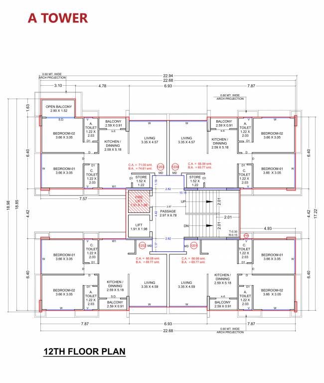 the shloka Block A Cluster Plan for 12th Floor