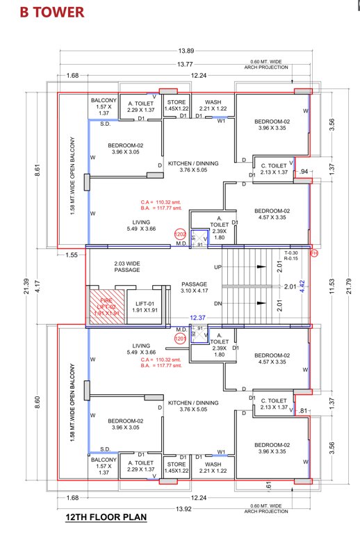 the shloka Block B Cluster Plan for 12th Floor