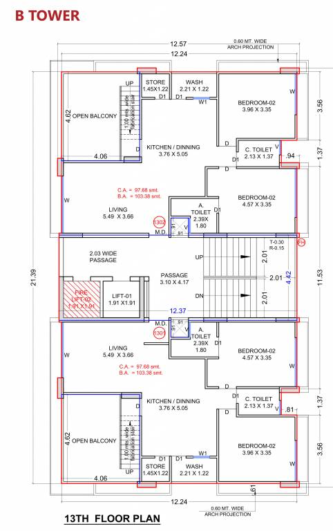the shloka Block B Cluster Plan for 13th Floor