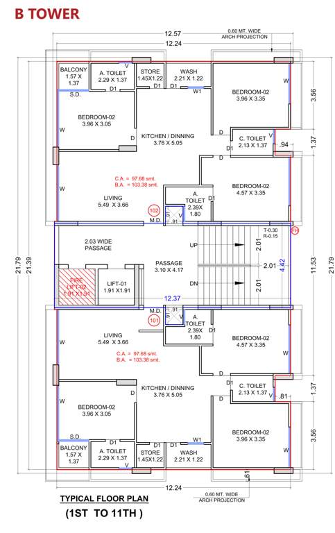 the shloka Block B Cluster Plan from 1st to 11th Floor