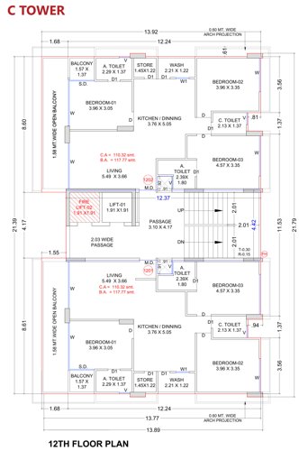  the-shloka Block C Cluster Plan for 12th Floor
