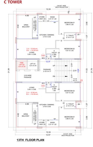  the-shloka Block C Cluster Plan for 13th Floor