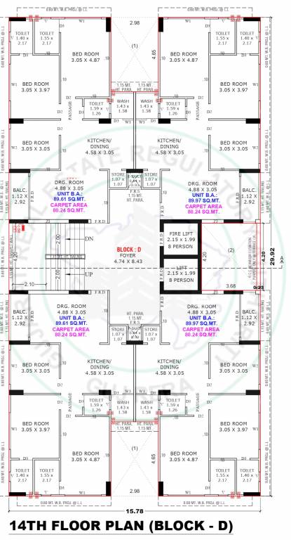 satvam D Cluster Plan For 14th Floor