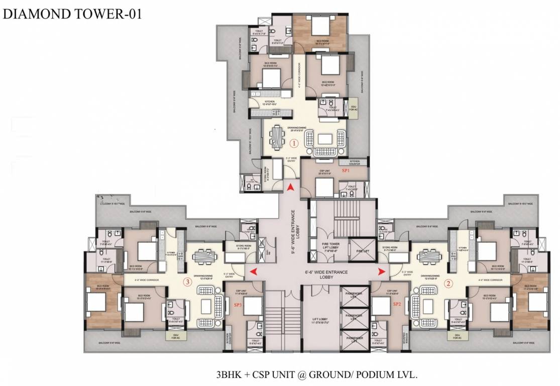  sawasdee heights Diamond Tower Cluster Plan for ground Floor