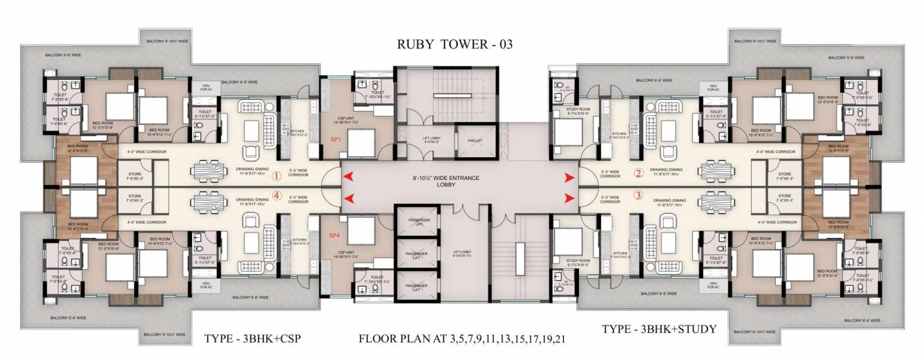  sawasdee heights Ruby Tower Cluster Plan