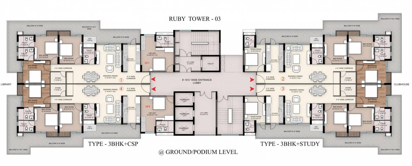  sawasdee heights Ruby Tower Cluster Plan for ground Floor