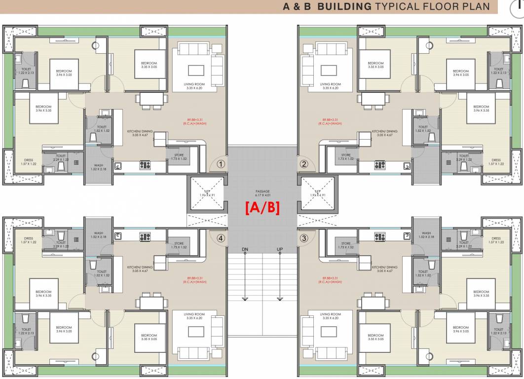sanctum palacio A, B Typical Cluster Plan