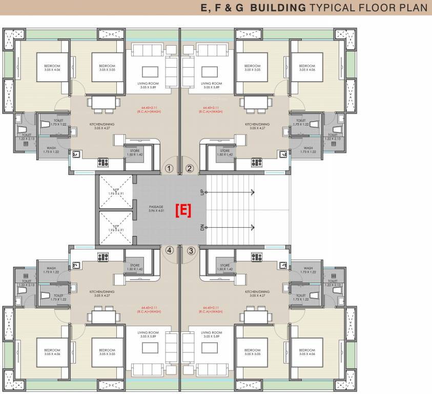 sanctum palacio E, F, G Typical Cluster Plan