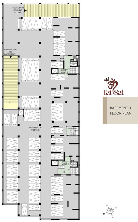  om tatsat Wing A, B Basement 1 Cluster Plan