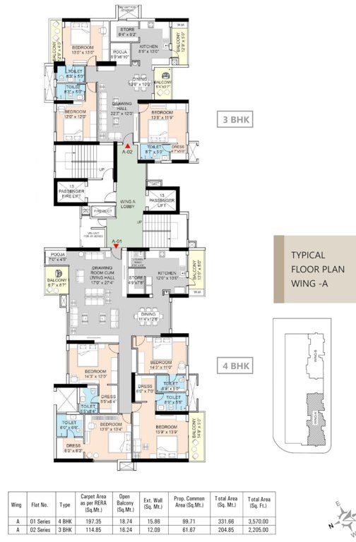  om tatsat Wing A Typical Cluster Plan