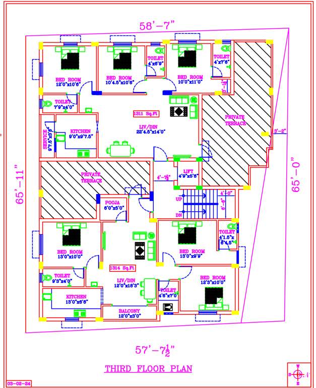  sanjana flats Sanjana Flats Cluster Plan For 3rd Floor
