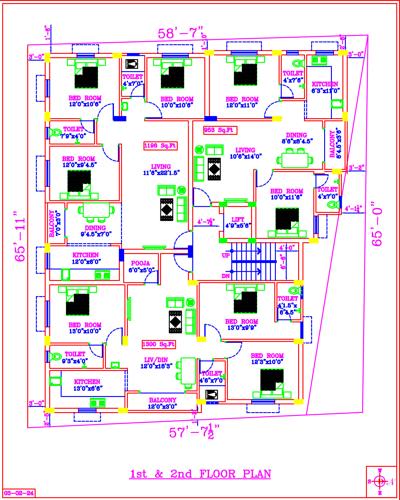  sanjana-flats Sanjana Flats Cluster Plan From 1st To 2nd Floor